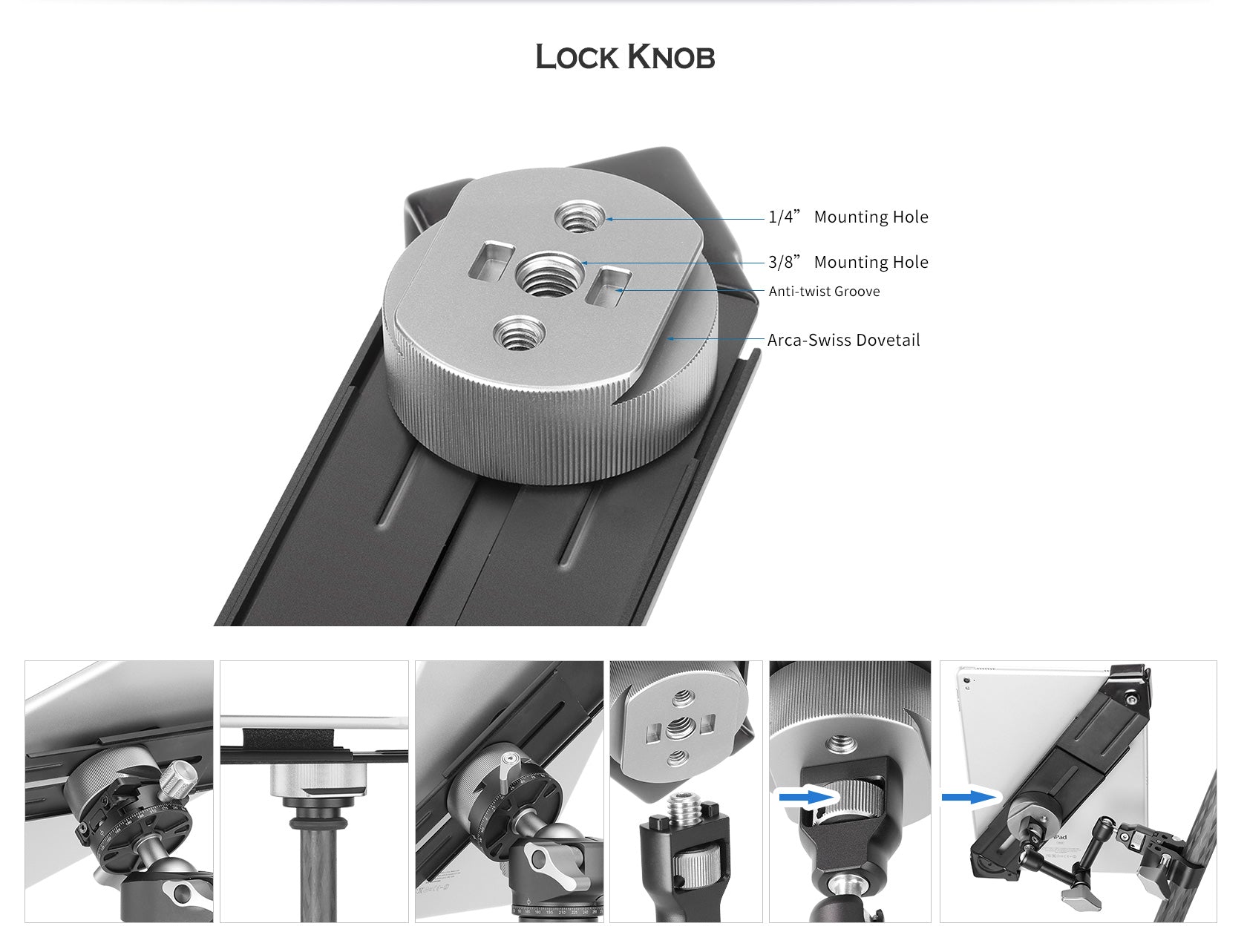 Leofoto IPC-300 / IPC-500 Adjustable Tablet Clamp for Tripod Mount Up To  14