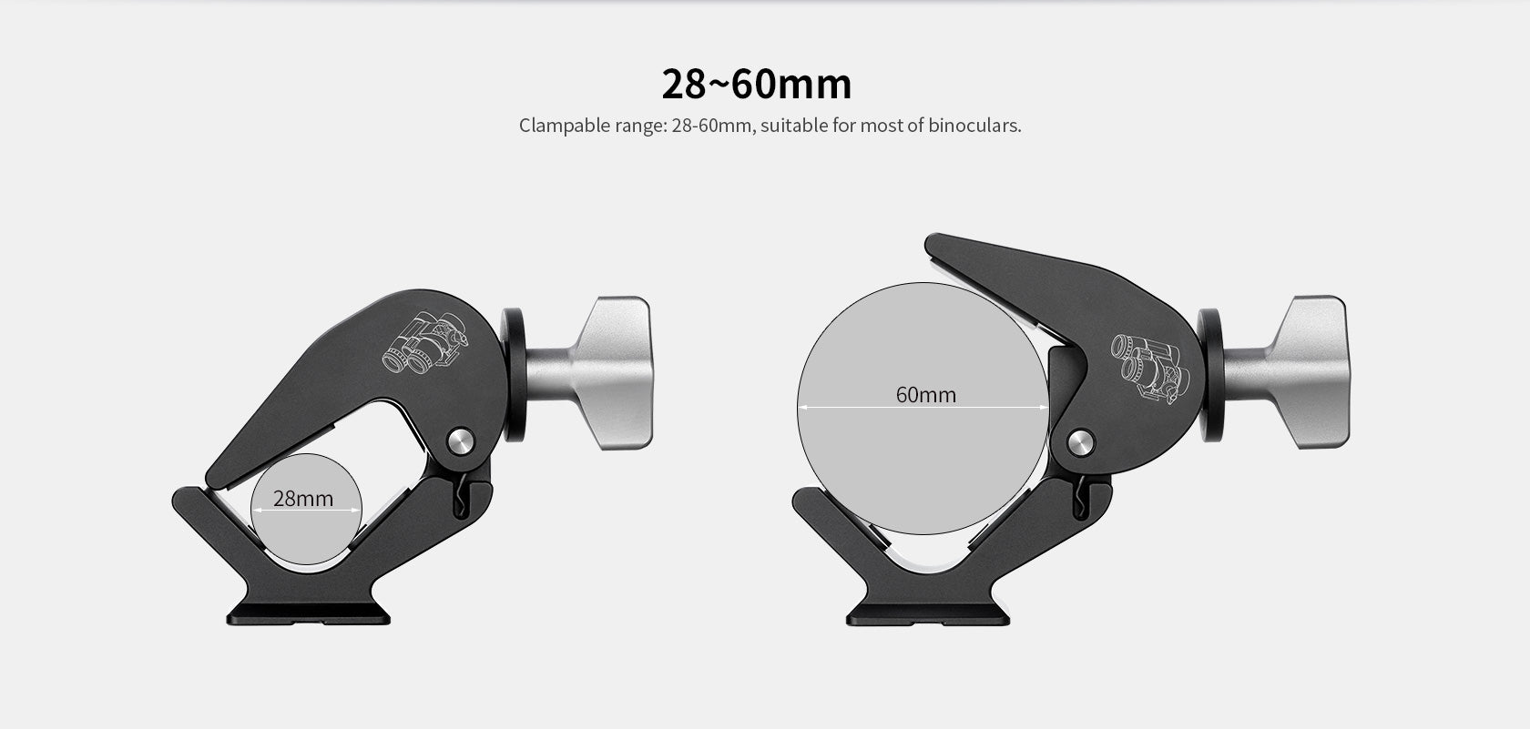 Leofoto BC-02 Binoculars Adapter /ARCA Style Dovetail Standard For Diameter 28-60mm