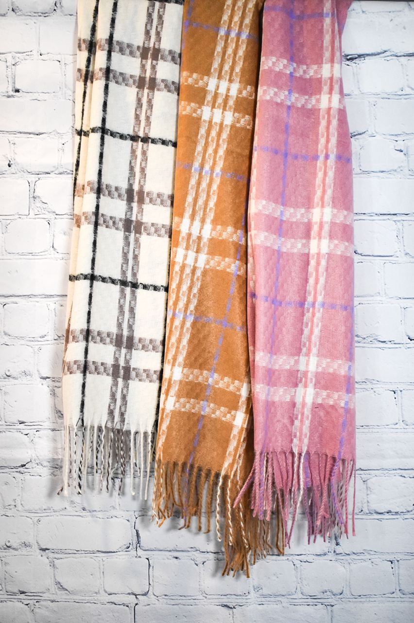 T.U.K. Pink Plaid Winter Scarf