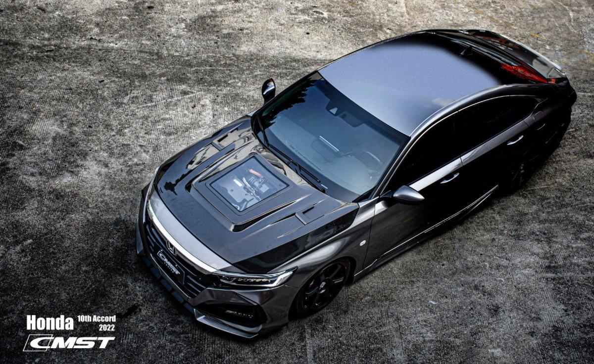 CMST Tuning Carbon Fiber Hood Bonnet Clearview Glass Transparent for Honda Accord 10th Gen