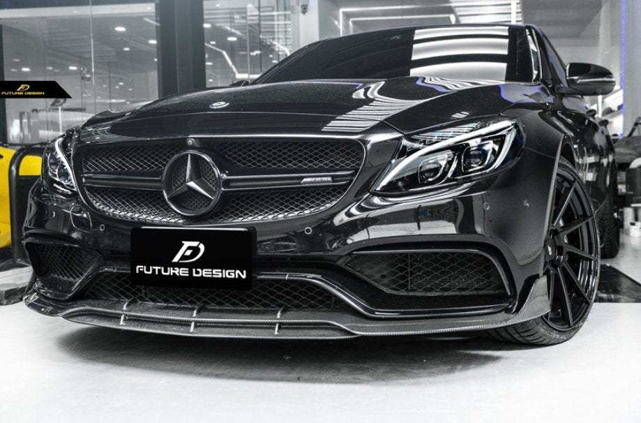 Future Design Carbon B Style Carbon Fiber Front Lip for W205 C63 C63S AMG Sedan Coupe 2015-2021