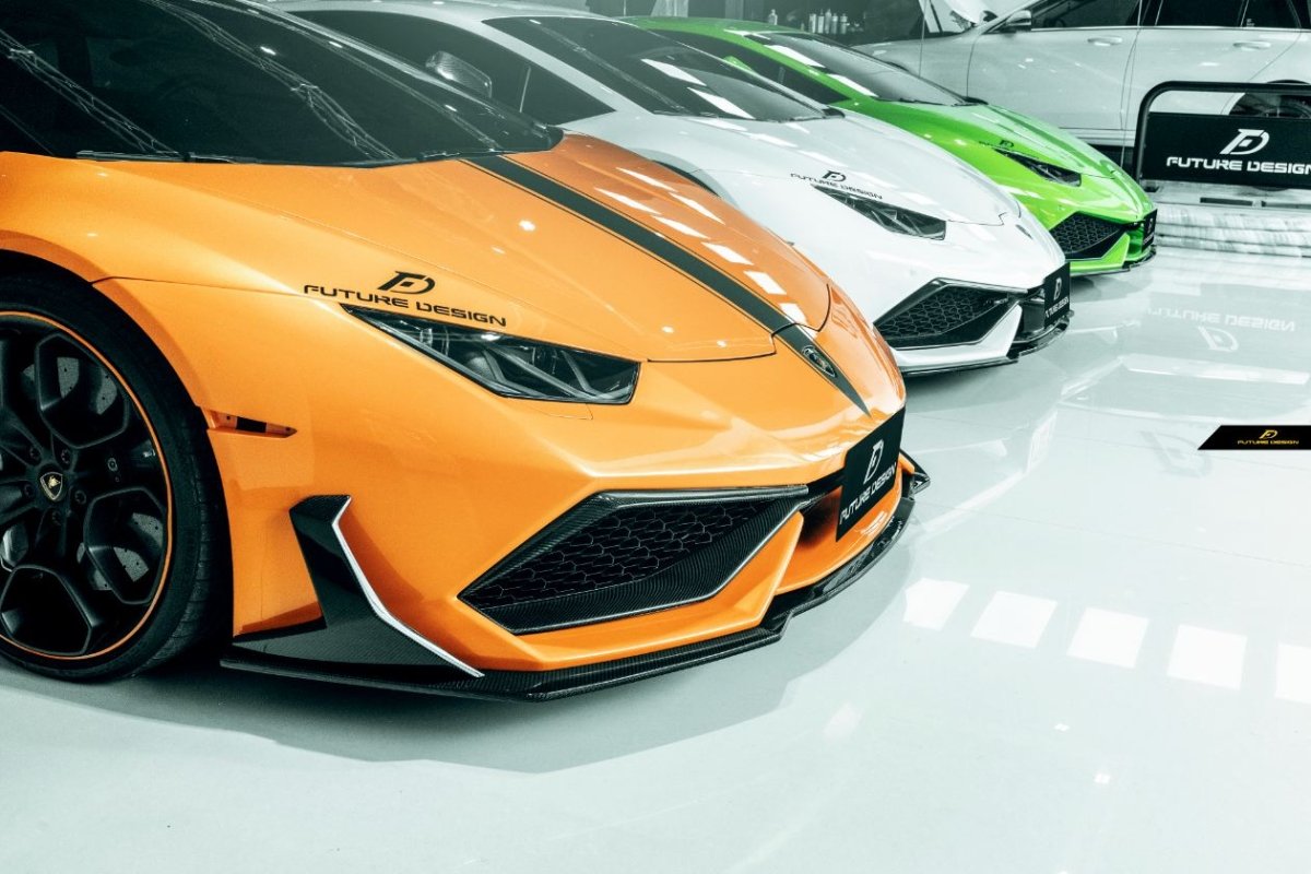 Future Design FD GT Carbon Fiber FRONT LIP SPLITTER 6 PCS for Lamborghini Huracan LP580-2 LP610-4