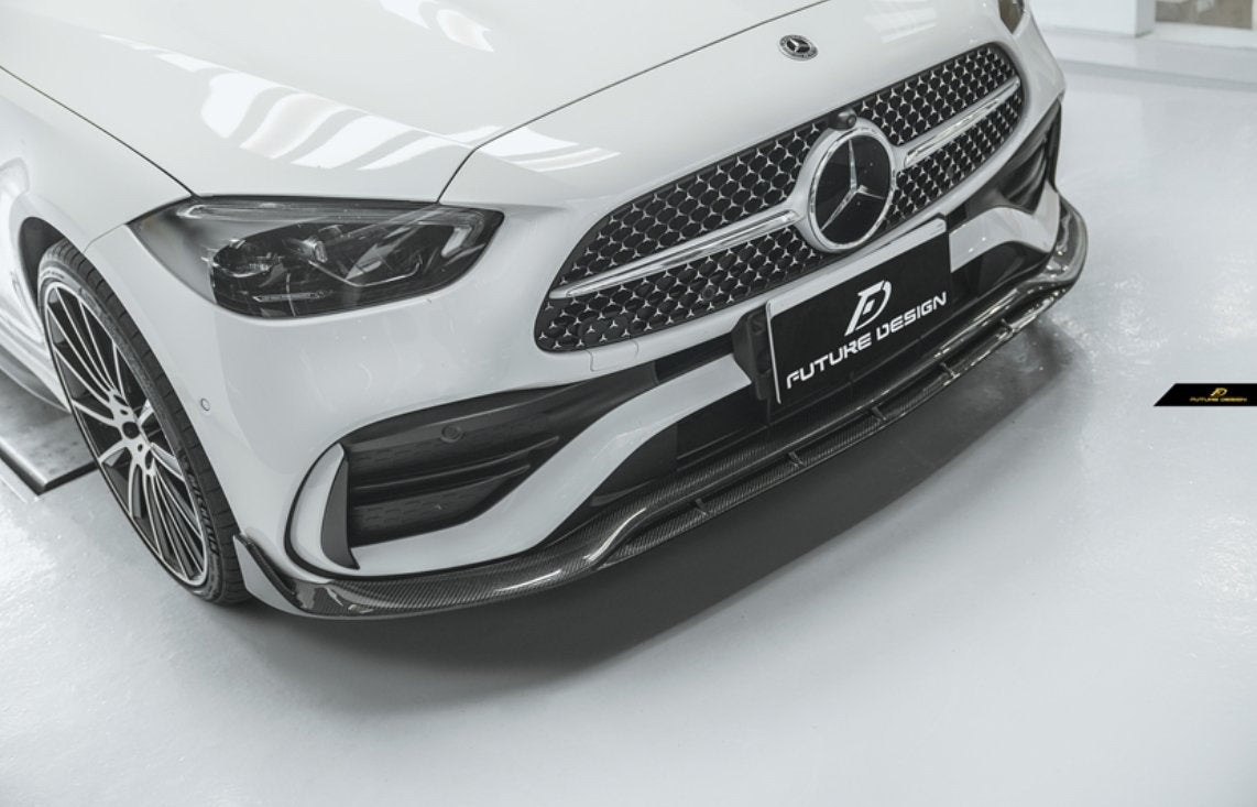 Future Design FD V1 Carbon Fiber FRONT LIP for W206 C300 with AMG Package Sedan 2021-ON