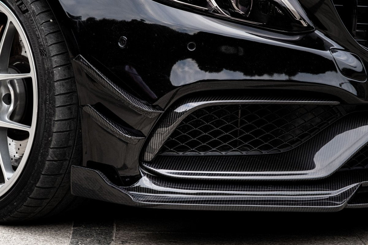 TAKD Carbon Pre-preg Carbon Fiber Front Canards for Mercedes Benz C-Class C63/C63S