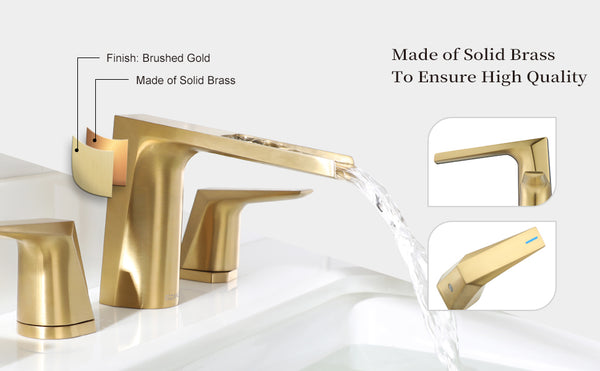 EZANDA 2-Handle Widespread Waterfall Bathroom Lavatory Faucet with Pop