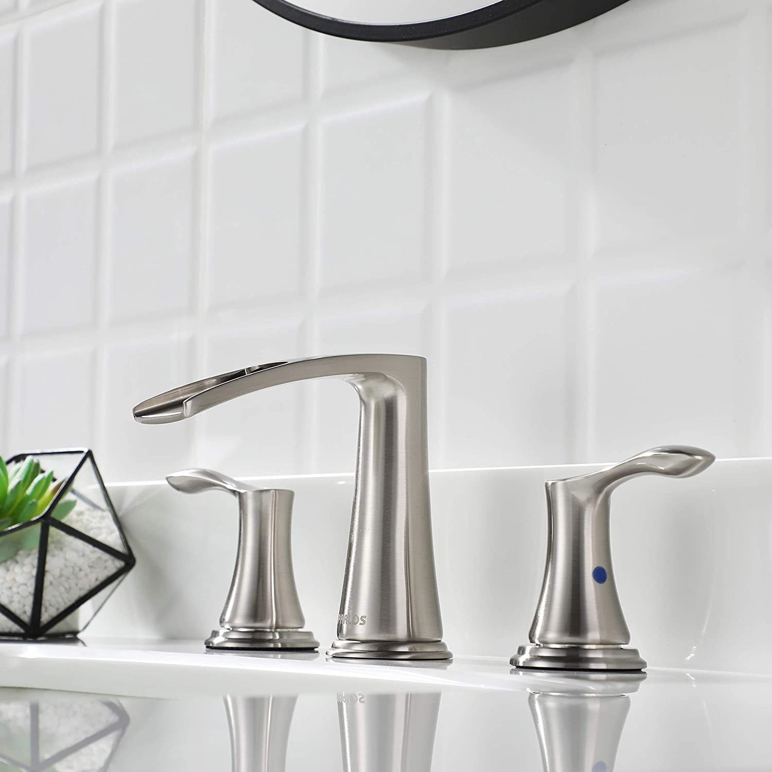 Waterfall Widespread Bathroom Faucet 2 Handles with Pop Up Drain & cUPC