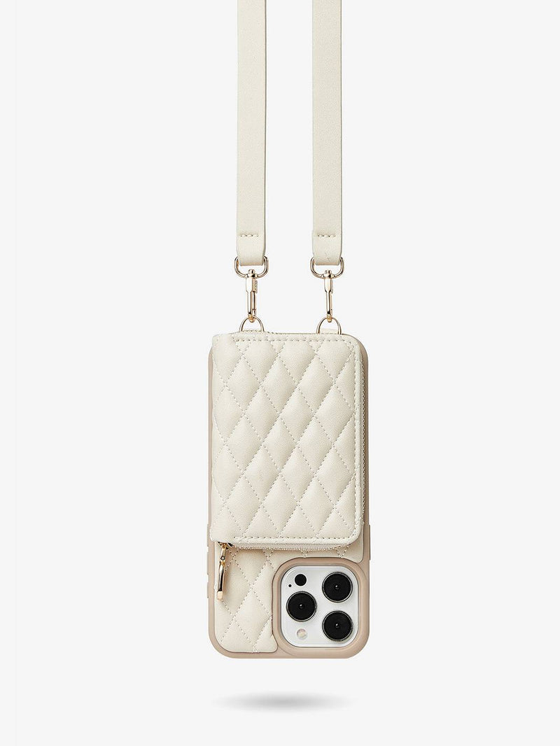 Custype wallet iPhone case with crossbody strap in beige