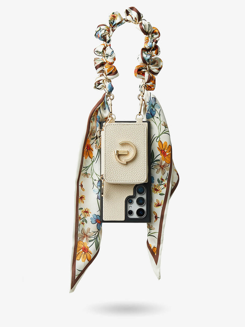 Silk Flair Set- Samsung Lychee Detachable Wristlet Wallet Phone Case with E-Stand-Mobile Phone Cases-WRISTBAND & PHONE POUCH-Peach Pink-Samsung S25 Ultra-Custype