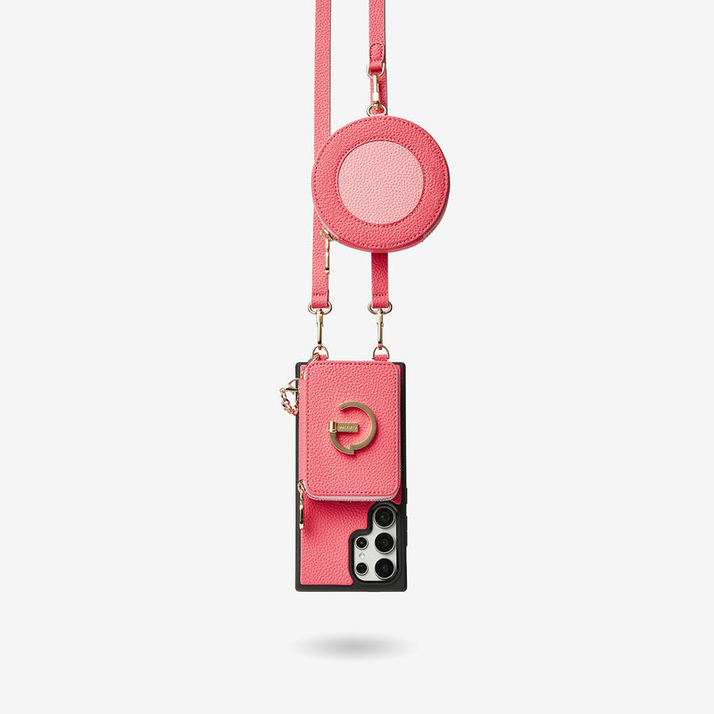 Original Design Set- Samsung Galaxy Magsafe Phone Case With Round Pouch Set-Mobile Phone Cases-DETACHABLE WALLET & ROUND POUCH-Peach Pink-Samsung S25 Ultra-Custype