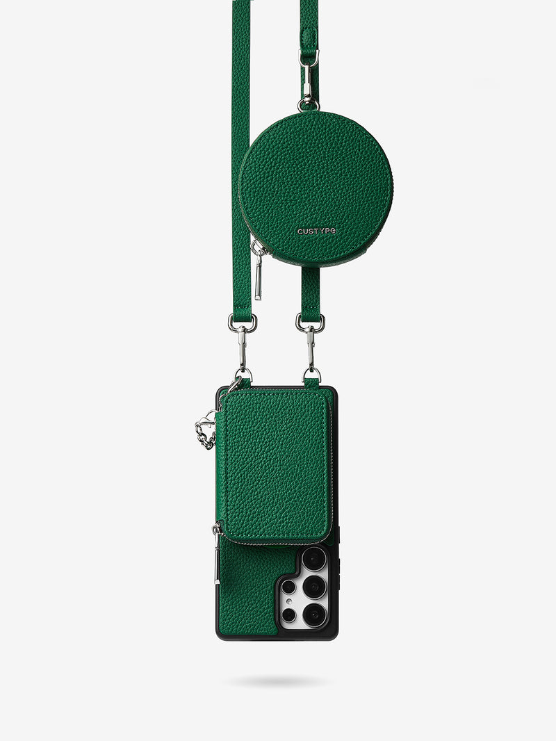 Lunar Silver Series- Samsung Galaxy Crossbody Phone Case with Card Holder & Round Pouch-Mobile Phone Cases-DETACHABLE WALLET & ROUND POUCH-Beige-Samsung S25 Ultra-Custype