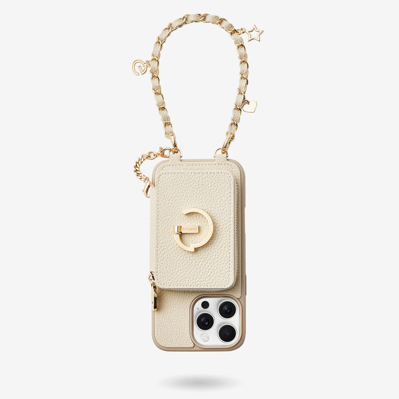 Beige wristlet phone case
