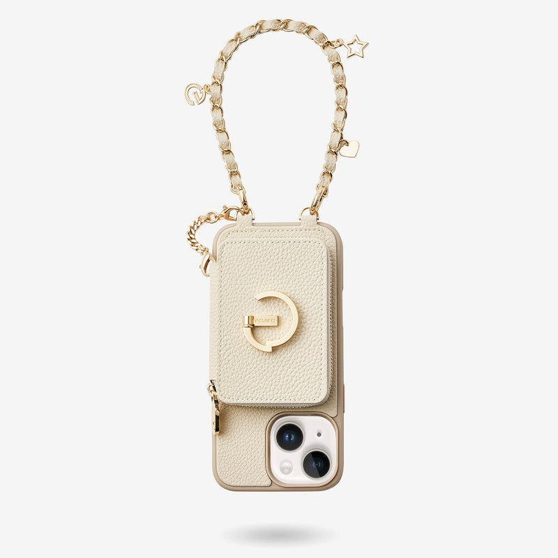 Wallet Phone Case Beige iPhone 15 Pro