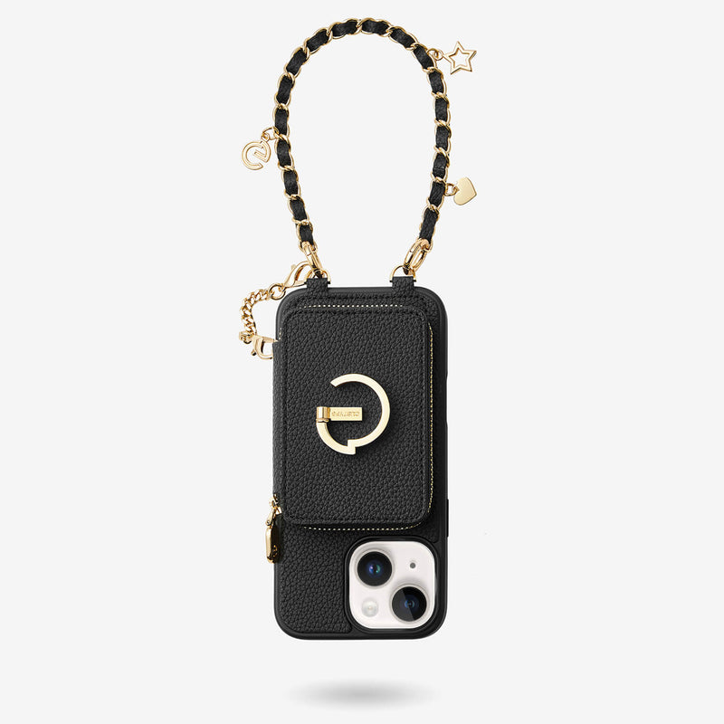 Black phone case with wristlet
