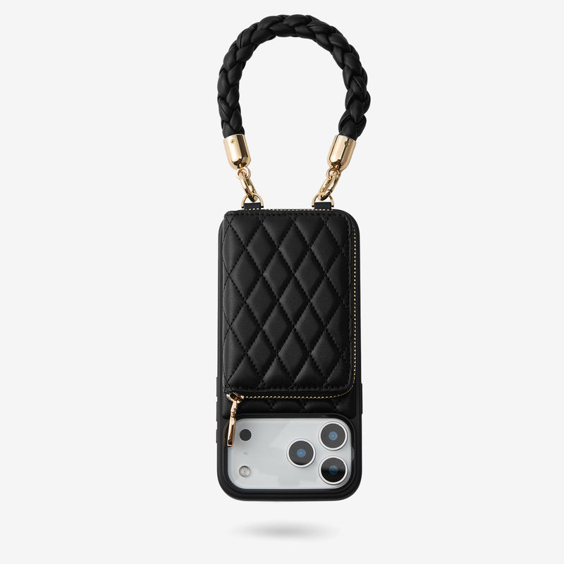 BraidTrend- Rope Style Strap Integrated Wallet Phone Case in Black BraidTrend- Rope Style Strap Integrated Wallet Phone Case in Black