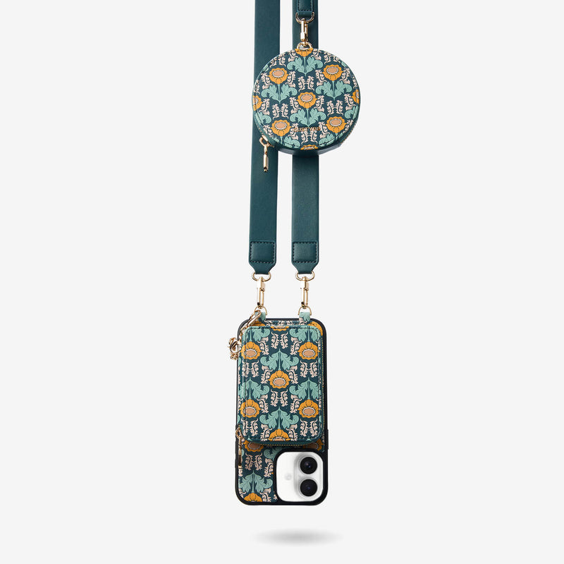 designer phone case with card holder and strap

