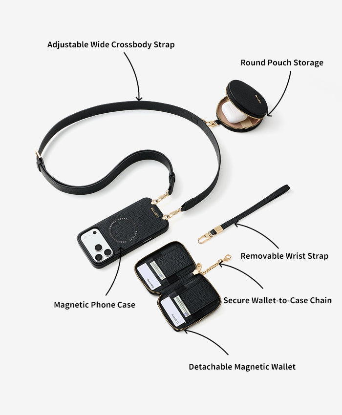 Wallet Phone Case with Wide Strap Features