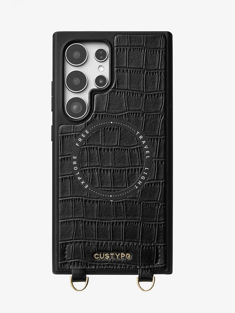 Crocodile Design Set- Samsung Galaxy Protective Magnetic Case-Mobile Phone Cases-PHONE CASE & WIRELESS CHARGING-Brown-Samsung S25 Ultra-Custype