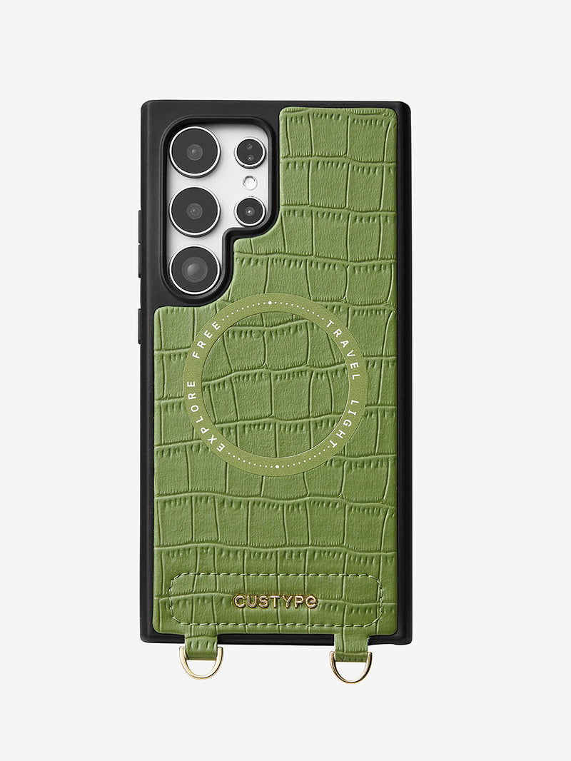 Crocodile Design Set- Samsung Galaxy Protective Magnetic Case-Mobile Phone Cases-PHONE CASE & WIRELESS CHARGING-Brown-Samsung S25 Ultra-Custype