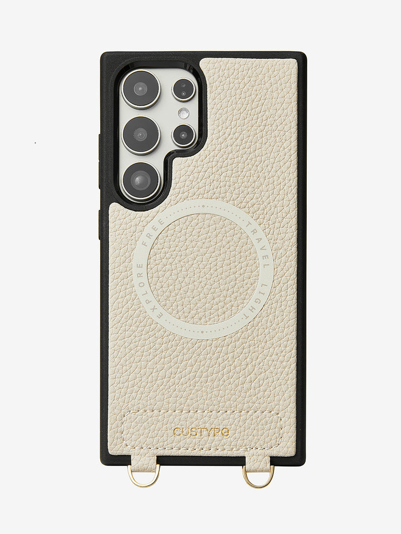 Unique Design Set- Samsung Galaxy Detachable Wireless Charging Phone Case AirPods Pouch Set-Mobile Phone Cases-DETACHABLE WALLET & PHONE POUCH-Beige-Samsung S24 Ultra-Custype