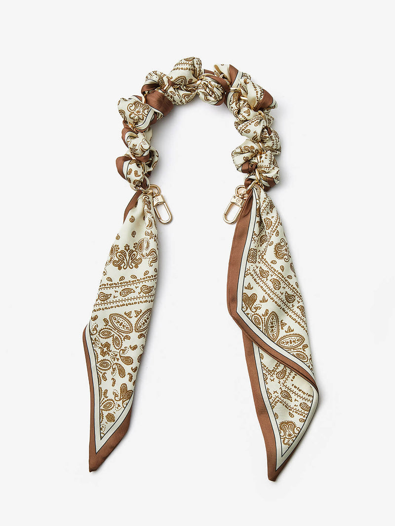 Silk Scarf Phone Case Wrist Strap-Mobile Phone Accessories-PHONE CASE ACCESSORIES-Beige-Flowers-Custype