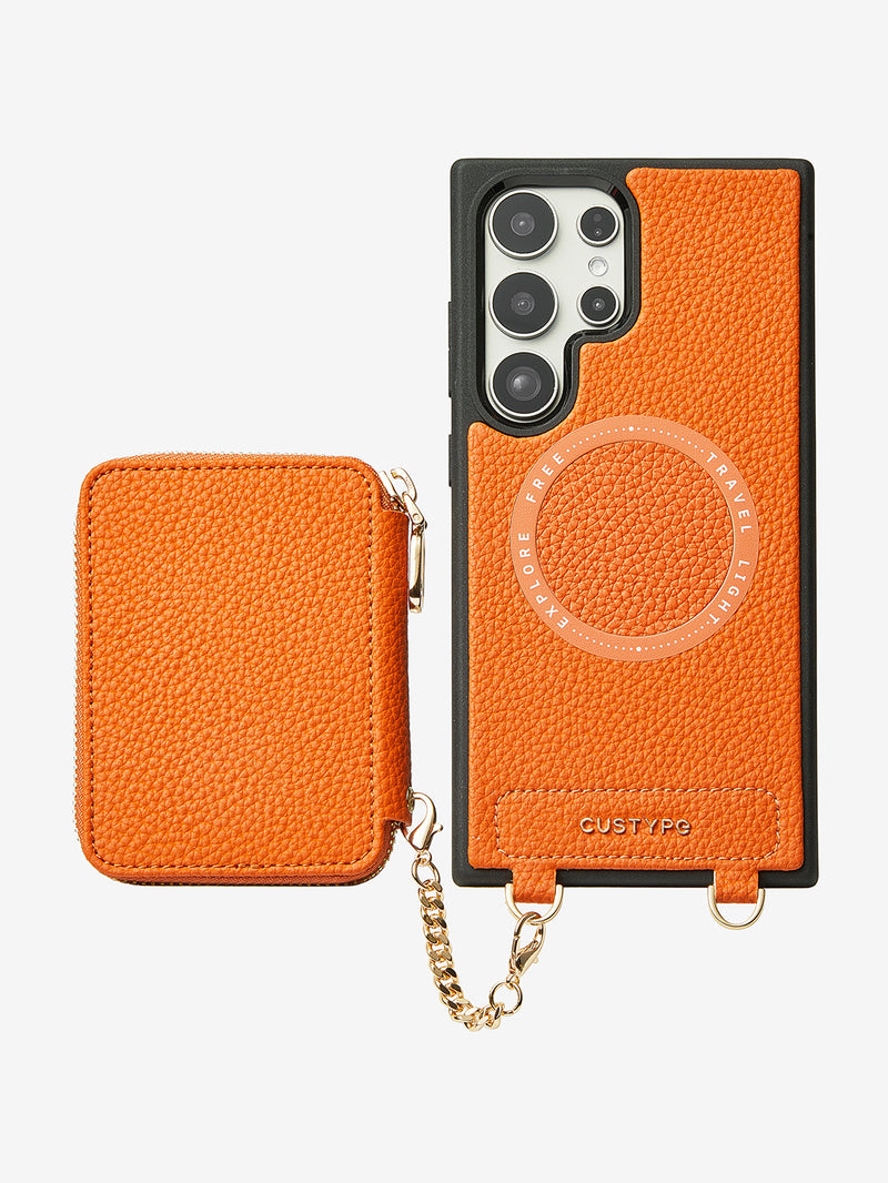 Unique Design Set- Samsung Galaxy Detachable Wireless Charging Phone Case AirPods Pouch Set-Mobile Phone Cases-DETACHABLE WALLET & PHONE POUCH-Beige-Samsung S24 Ultra-Custype