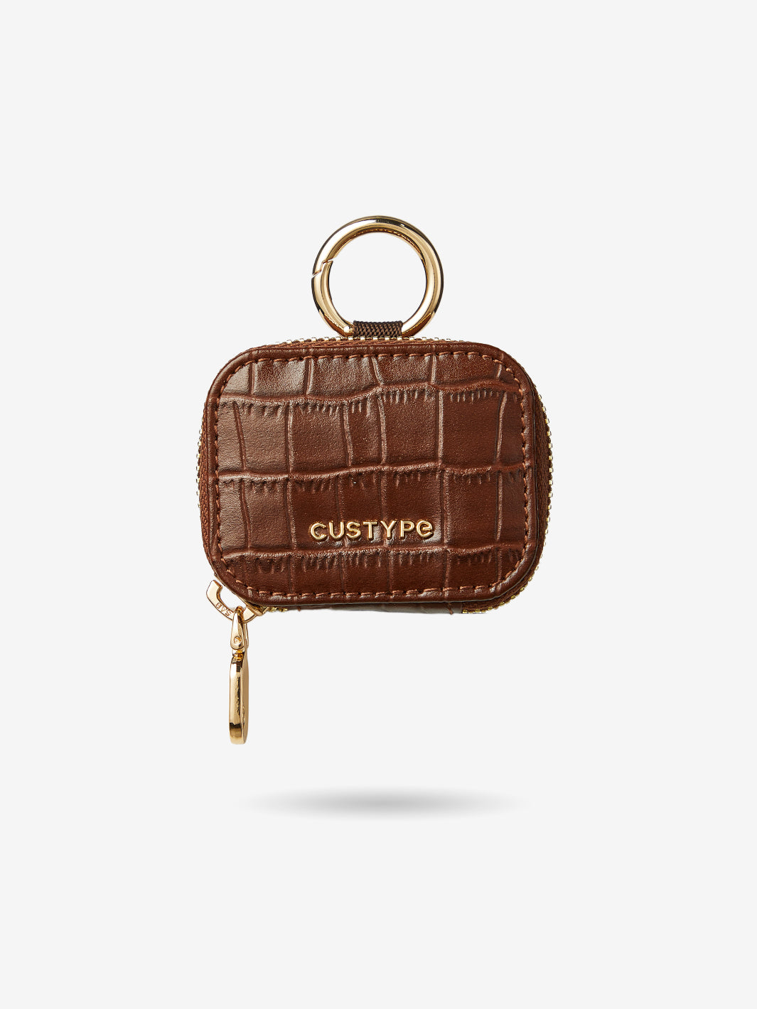 Crocodile Leather Mini Zip AirPods Pouch Retangular - Buy Online