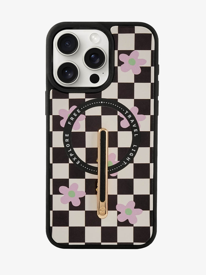 Magnetic Wireless Charging Phone Case With Single Pole Stand- Floral Print Style Magnetic Wireless Charging Phone Case With Single Pole Stand- Floral Print Style
