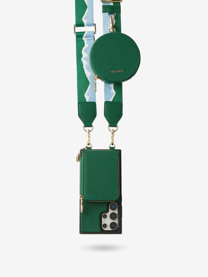 Unique Design Set- Samsung Galaxy Wireless Charging Webbing Crossbody Phone Case Round Pouch Set-Mobile Phone Cases-DETACHABLE WALLET & ROUND POUCH-Beige-Samsung S25 Ultra-Custype