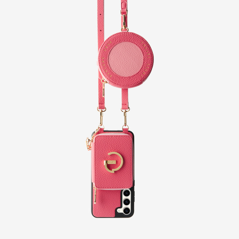 Original Design Set- Samsung Galaxy Magsafe Phone Case With Round Pouch Set-Mobile Phone Cases-DETACHABLE WALLET & ROUND POUCH-Peach Pink-Samsung S25 Plus-Custype