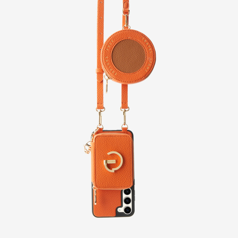 Original Design Set- Samsung Galaxy Magsafe Phone Case With Round Pouch Set-Mobile Phone Cases-DETACHABLE WALLET & ROUND POUCH-Orange-Samsung S25 Plus-Custype