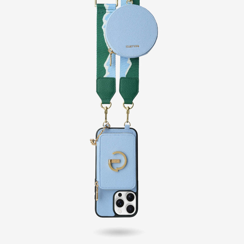 Original Design Set- Bicolor Webbing Crossbody Phone Case With Round Pouch Set-Custype