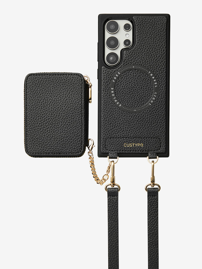 Unique Design Set- Samsung Galaxy Detachable Wireless Charging Phone Case AirPods Pouch Set-Mobile Phone Cases-DETACHABLE WALLET & PHONE POUCH-Beige-Samsung S24 Ultra-Custype