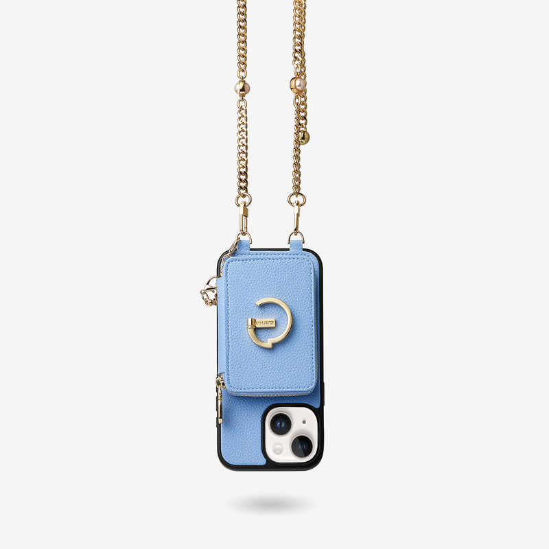 Candy Chain Kit- Magnetic Separable Wallet iPhone Case with Pearl Chain & Grip-Mobile Phone Cases-DETACHABLE WALLET & PHONE POUCH-Blue-iPhone 15 Plus-Custype