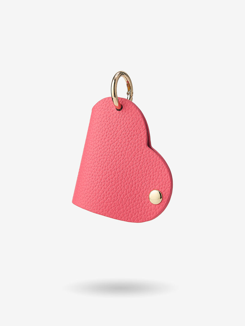 Heart Key Fob Case-Key Fob Case-Lychee Pattern Leather Mini Pouch-Peach Pink-Custype