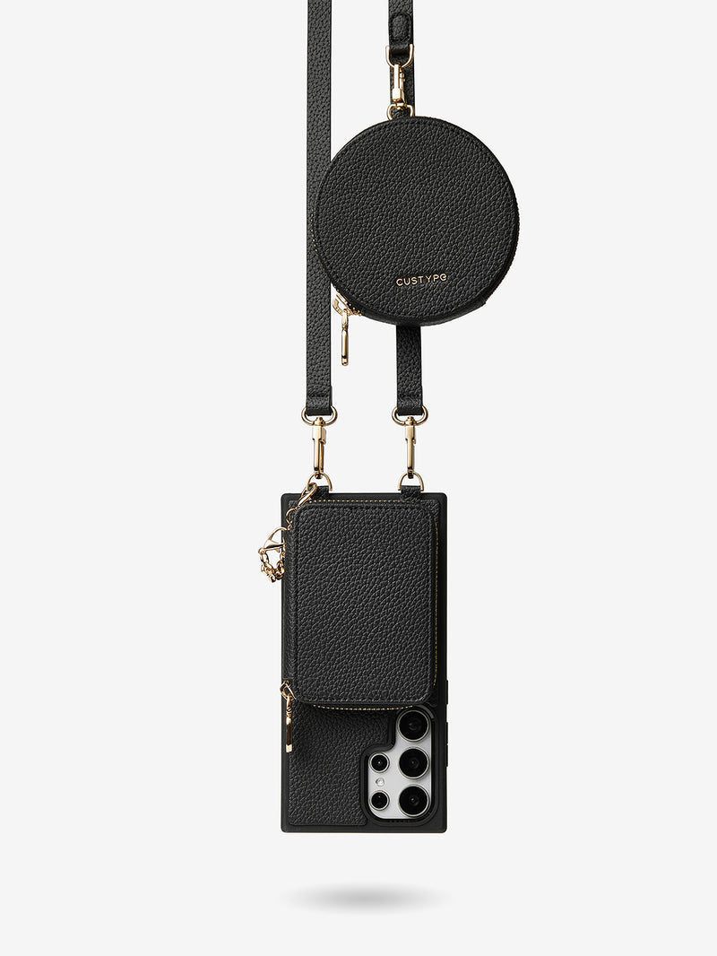 Unique Design Set- Samsung Galaxy Detachable Wireless Charging Crossbody Wallet Phone Case Round Pouch Set-Mobile Phone Cases-DETACHABLE WALLET & ROUND POUCH-Beige-Samsung S24 Ultra-Custype