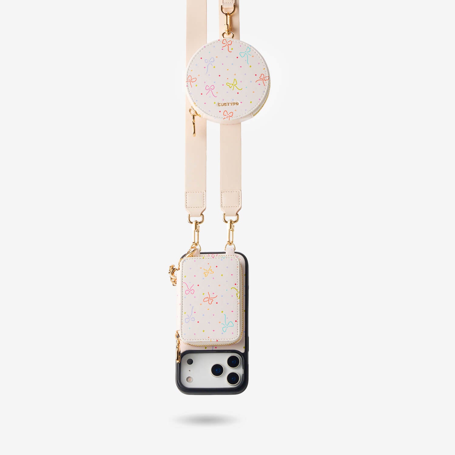 Vivianne- Sweet Theme Strap Print Phone Case with Magnetic Card