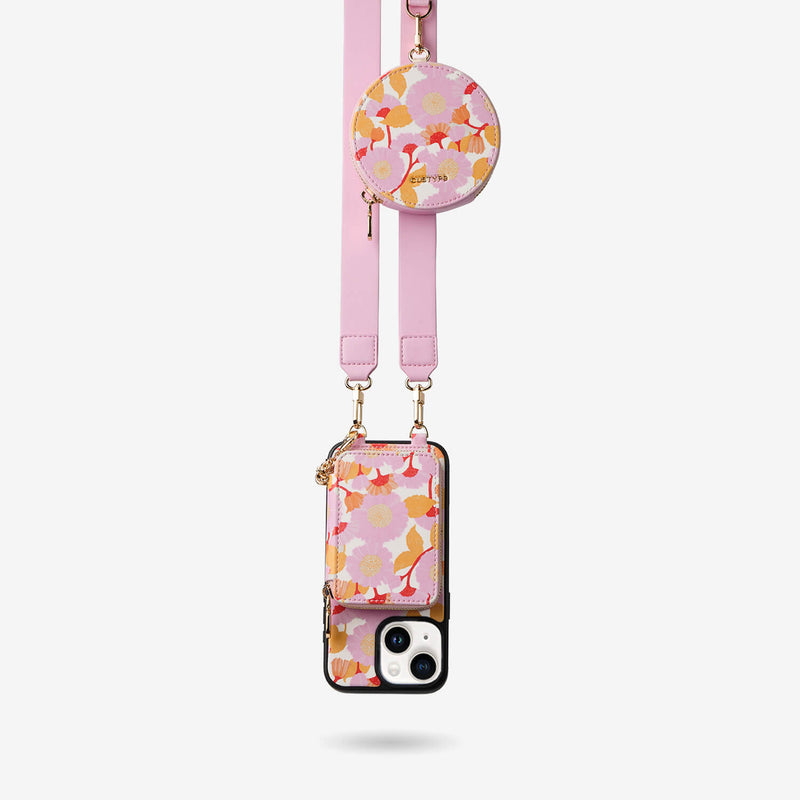designer phone case with card holder and strap
