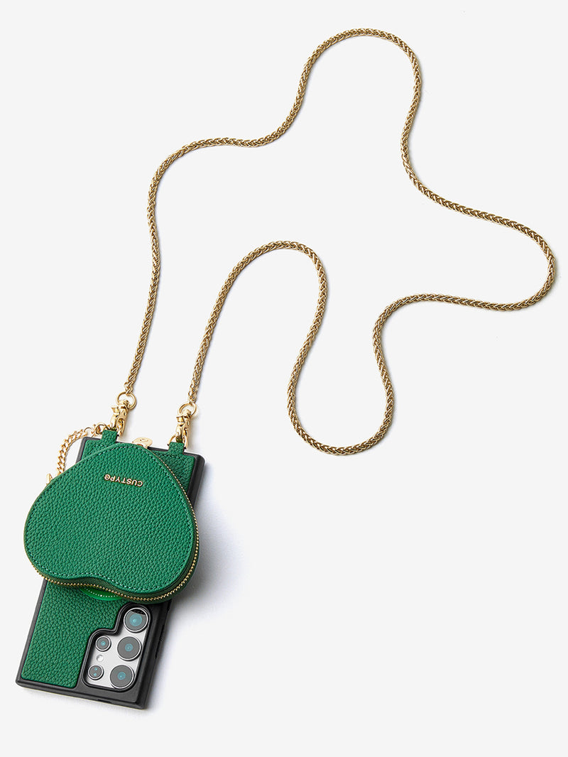 Heart Twist Chain- Samsung Galaxy Magnetic Phone Case with Card Slots & Shoulder Strap-Mobile Phone Cases-DETACHABLE WALLET & WIRELESS CHARGING-Peach Pink-Samsung S25 Ultra-Custype