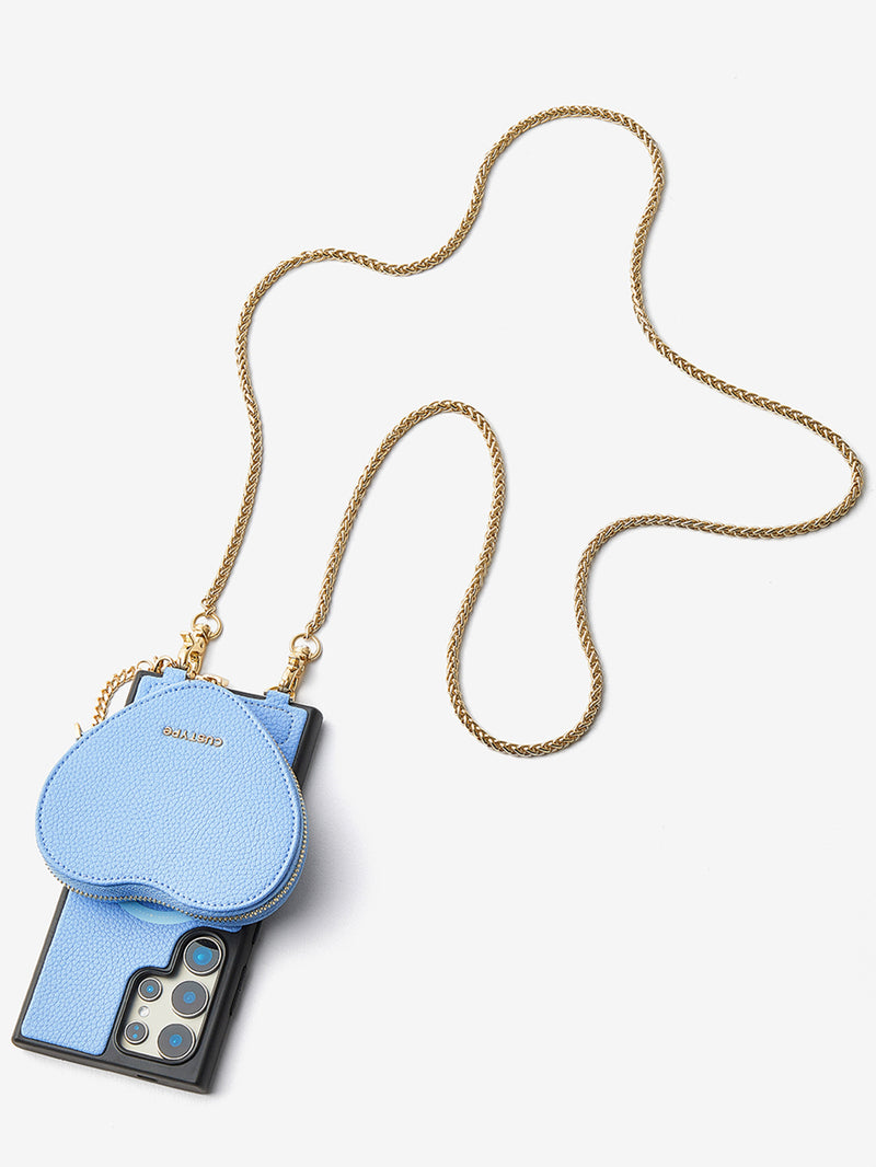 Heart Twist Chain- Samsung Galaxy Magnetic Phone Case with Card Slots & Shoulder Strap-Mobile Phone Cases-DETACHABLE WALLET & WIRELESS CHARGING-Peach Pink-Samsung S25 Ultra-Custype