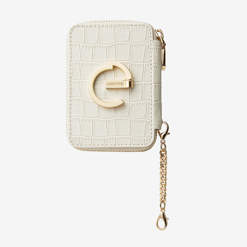 Crocodile Design Set- Detachable Zipper E-stand Wallet-Mobile Phone Accessories-ZIPPER & WALLET-Fit for 6.7″ / 6.9‘’-White-Custype