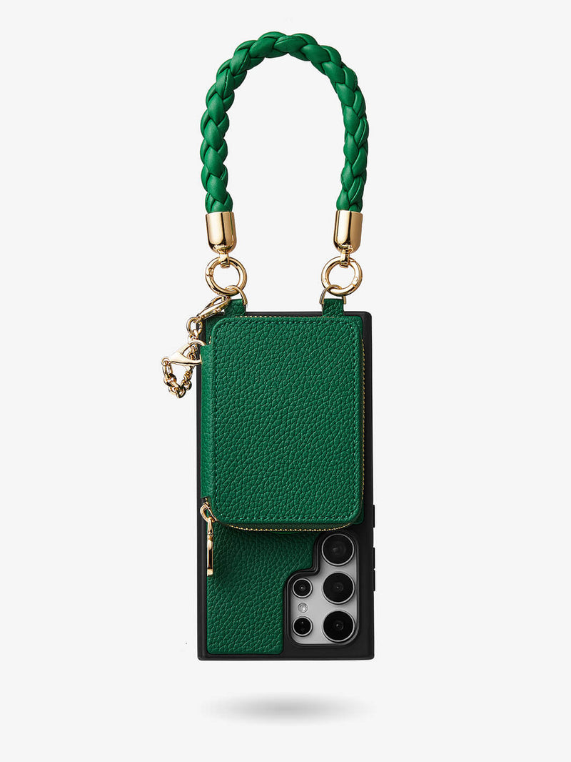 BraidTrend- Samsung Rope Style Wristlet Separable Wallet Phone Case-Mobile Phone Cases-WRISTBAND & PHONE POUCH-Black-Samsung S25 Ultra-Custype