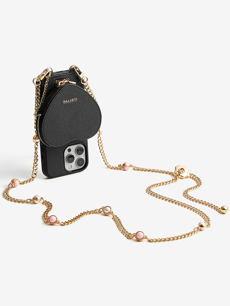 phone case with chainzipper heart pouchiPhone 16 Pro Max
