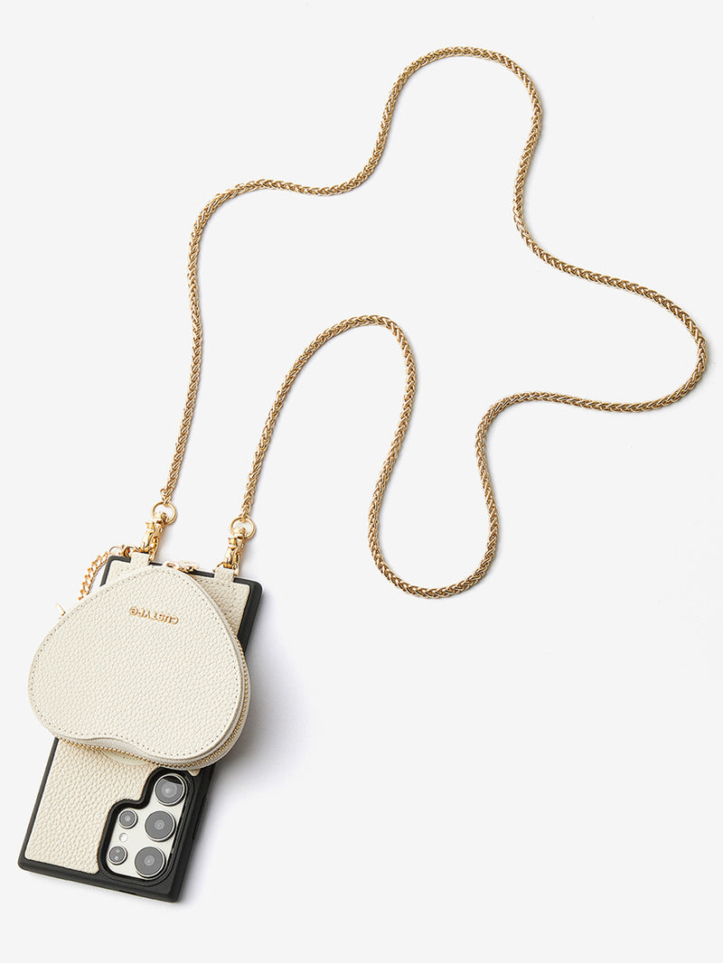 Heart Twist Chain- Samsung Galaxy Magnetic Phone Case with Card Slots & Shoulder Strap-Mobile Phone Cases-DETACHABLE WALLET & WIRELESS CHARGING-Peach Pink-Samsung S25 Ultra-Custype