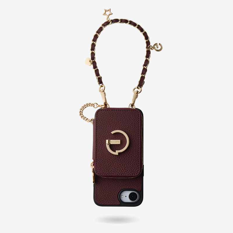 Allure Chain Series-  Protective Wireless Charging Wallet Phone Case with Wristlet - iPhone 16e