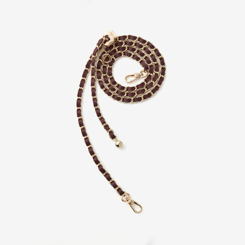 Elegant Adjustable Chain Leather Shoulder Strap- Lychee