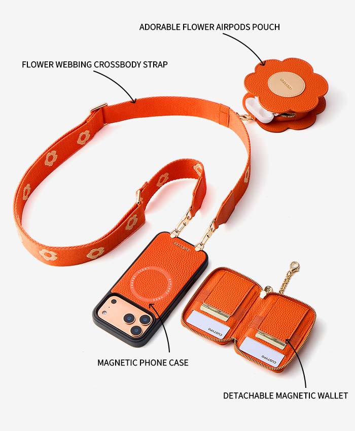 Phone Case With Flower Webbing Strap Features