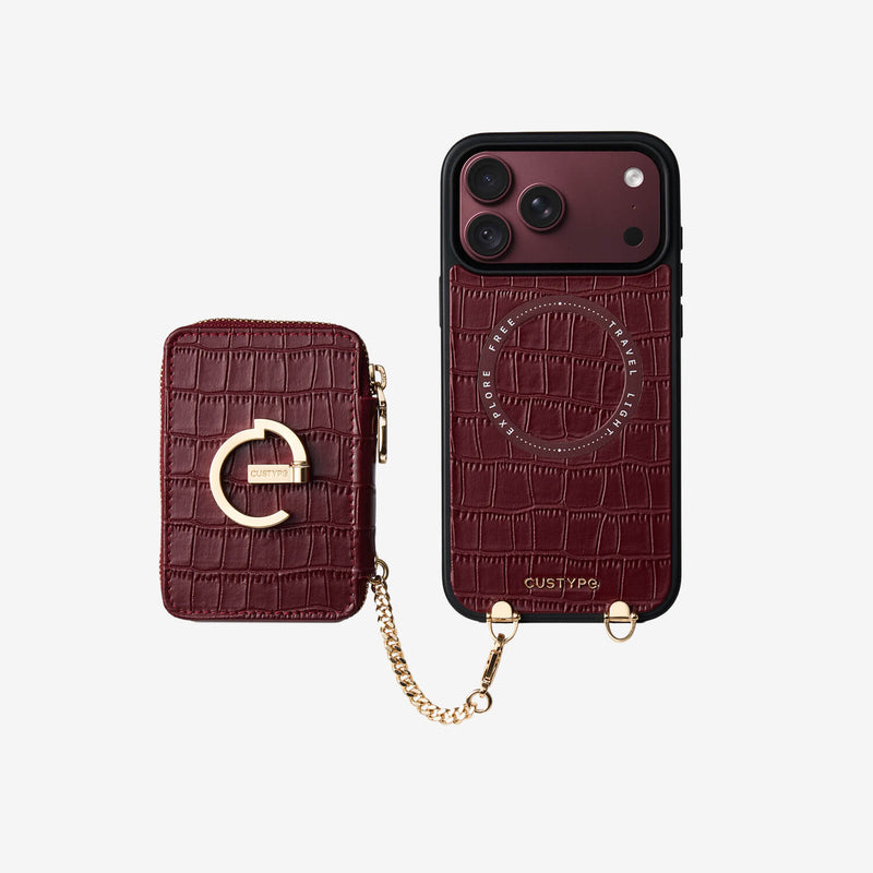 Crocodile Design Set- Detachable Wireless Charging E-stand Wallet Phone Case