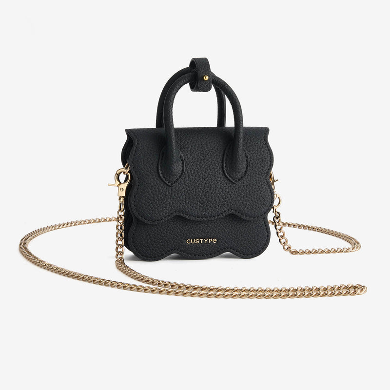 AirPods Pouch- Crossbody Mini Flap Bag-AirPods case-Lychee Pattern Leather Mini Zip Pouch