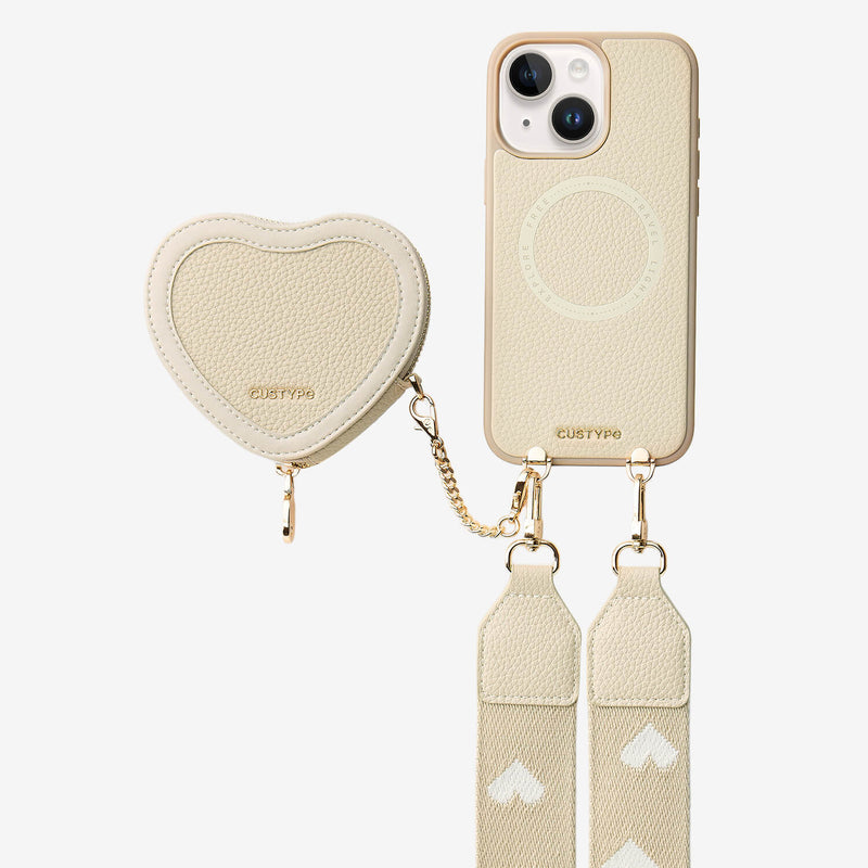 Patch Heart- Crossbody Phone Case with Magnet Heart Pouch-Custype