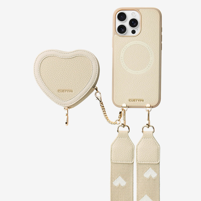 Patch Heart- Crossbody Phone Case with Magnet Heart Pouch-Custype